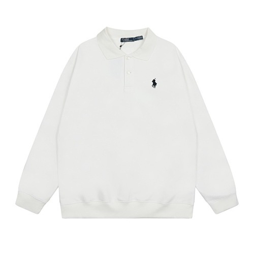 ¥185 heima-1123039，小马刺绣加绒翻领POLO长袖卫衣，8090#白色 S-XL