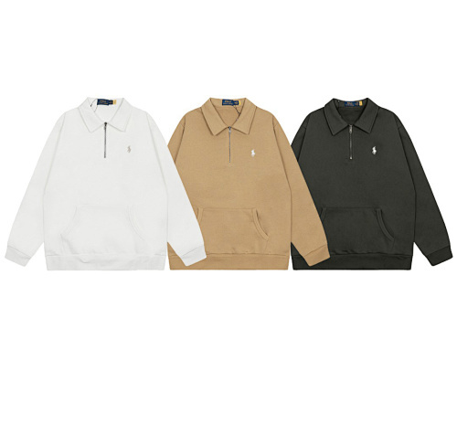 ¥195 heima-1123038，小马刺绣半拉链翻领POLO卫衣 8091#白色 卡其 复古绿S-XL