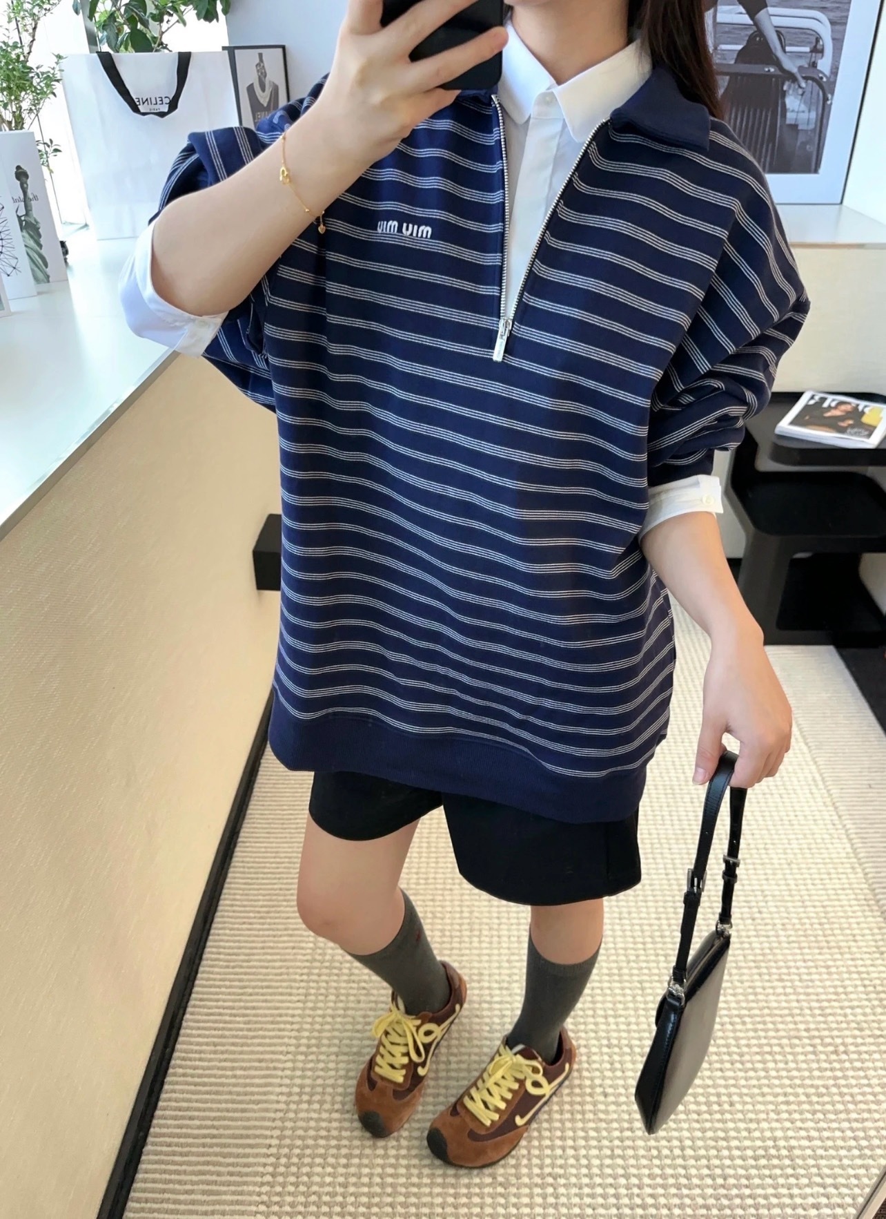 Miumiu Striped Polo Sweatshirt Top Version S-L 2025.8.18