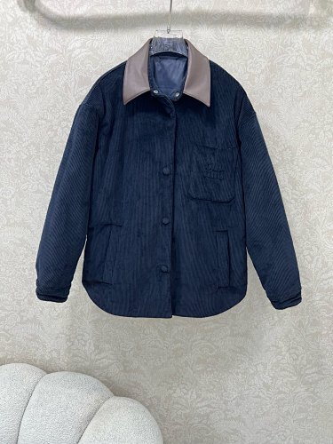 Miumiu Corduroy Leather Lapel Cotton Jacket Top Version S-L 2025.10.17