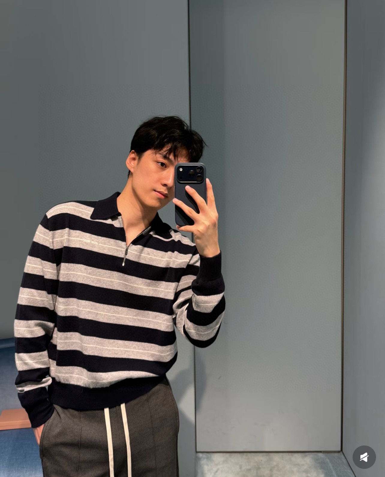 Miumiu half-zip striped sweater, top version, sizes 40-44, 2025.11.10