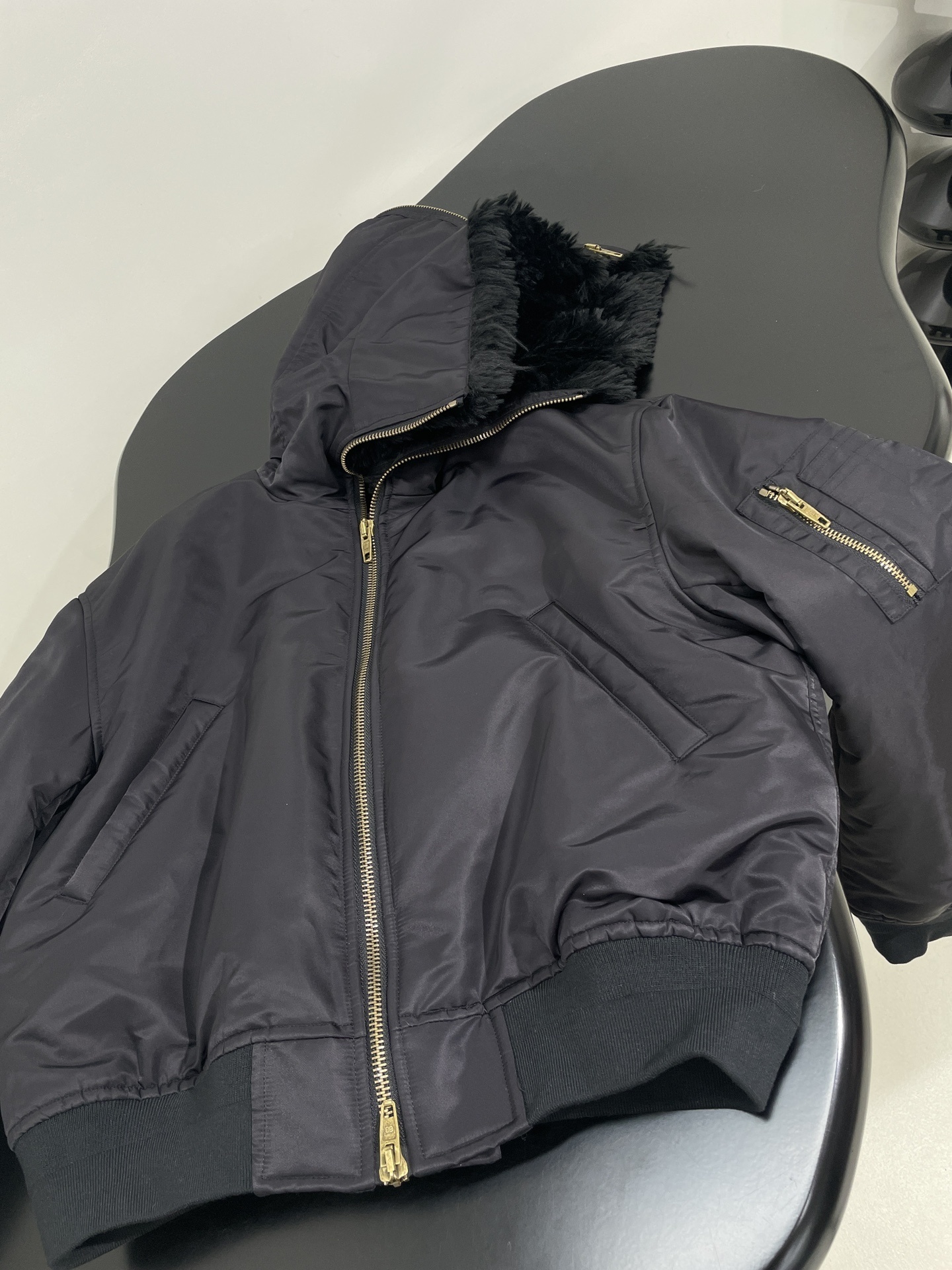 Balenciaga Large Fur Collar Hooded Bomber Jacket Top Version S-L 2025.9.11