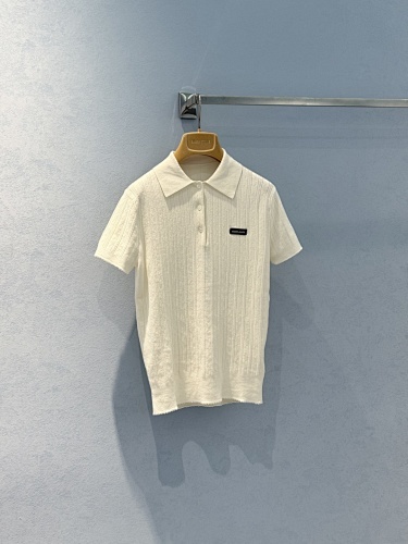 Miumiu T hollow polo lapel short sleeve Top Version S-L 2025.7.8