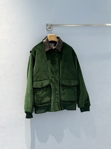 Miumiu Leather Collar Velvet Zipper Puffer Top Version S-L 2025.8.12