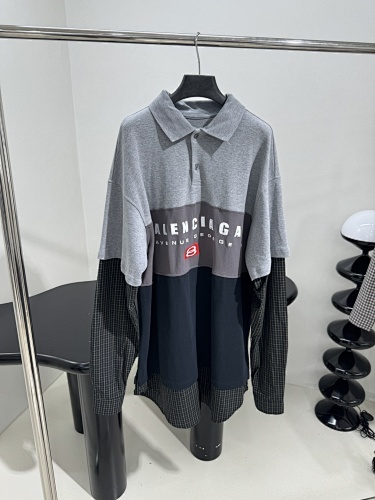 Balenciaga patchwork shirt polo T-shirt Top version S-L 2025.7.8