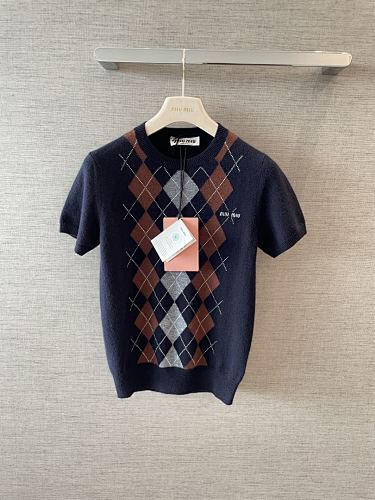 Miumiu Diamond Short Sleeve Top Version 36-40 2025.8.8