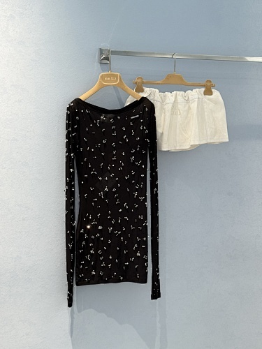 Miumiu Beaded Diamond Black Label Long Top Top Version S-L 2025.7.28