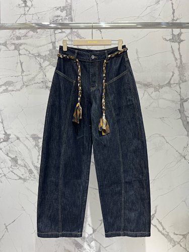 Miumiu Denim Sickle Pants Top Version S-L 2025.8.26