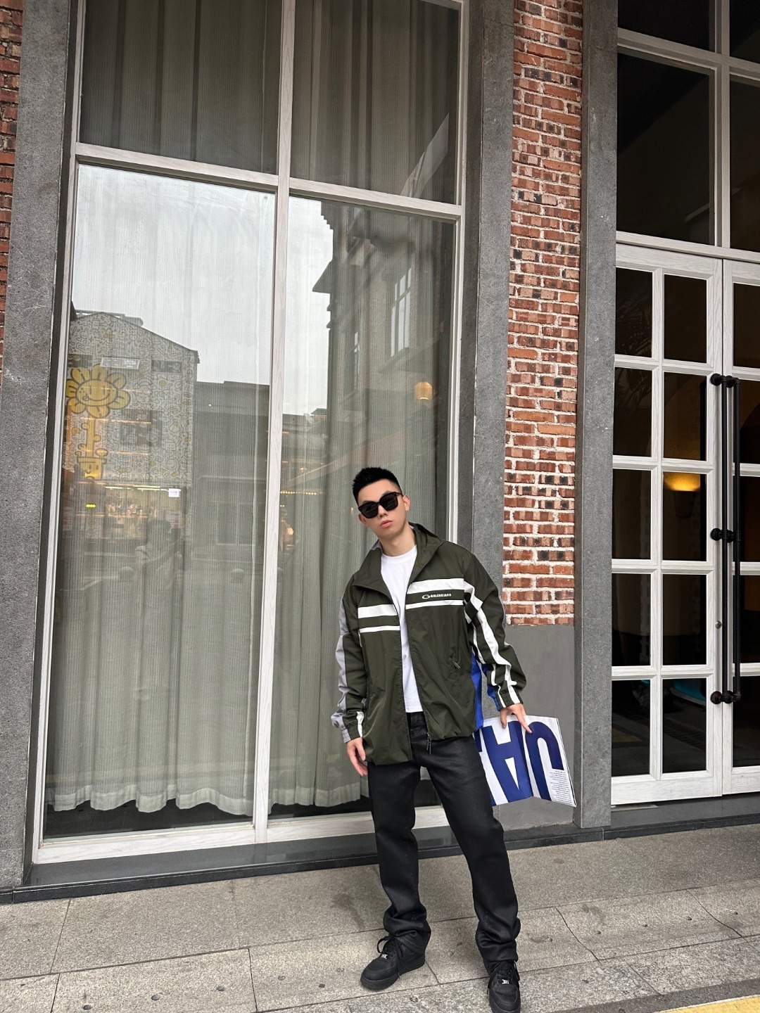 BLAG1788 BLCG TWOCOLOR STITCHING LETTER EMBROIDERED TRENCH COAT