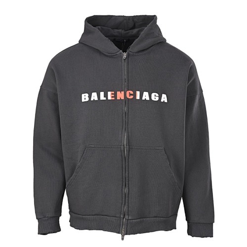 BL9N1388 BLCG COLOR LETTER EMBROIDERY HOLE DOUBLE ZIPPER JACKET