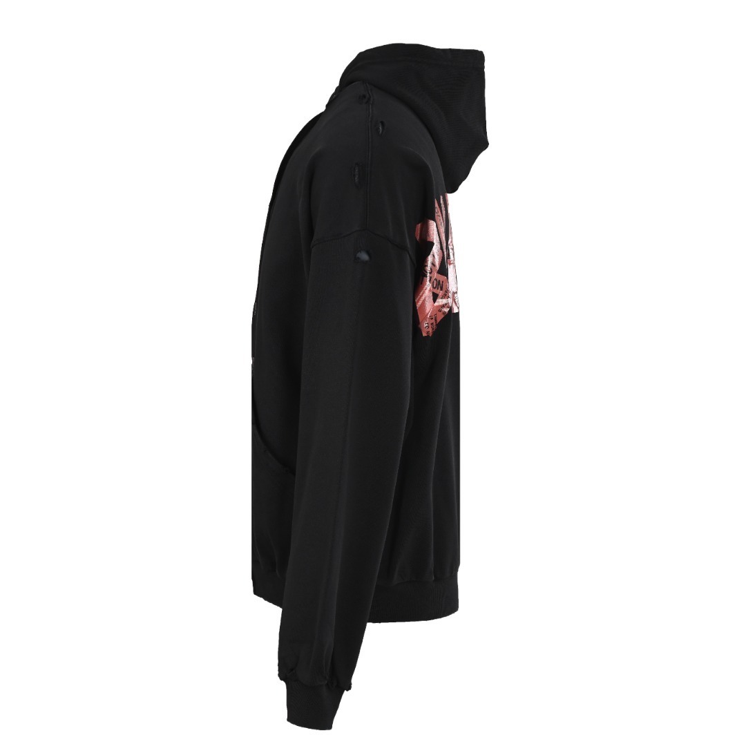 BLBP1499 BLCG RED MASKING PAPER LETTER TAPE ZIPPER HOODIE