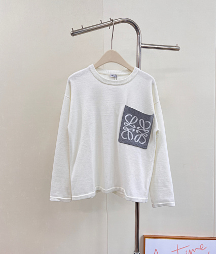 LEA810179 LEW LOGO CONTRAST COLOR CHEST POCKET WOOL SWEATER