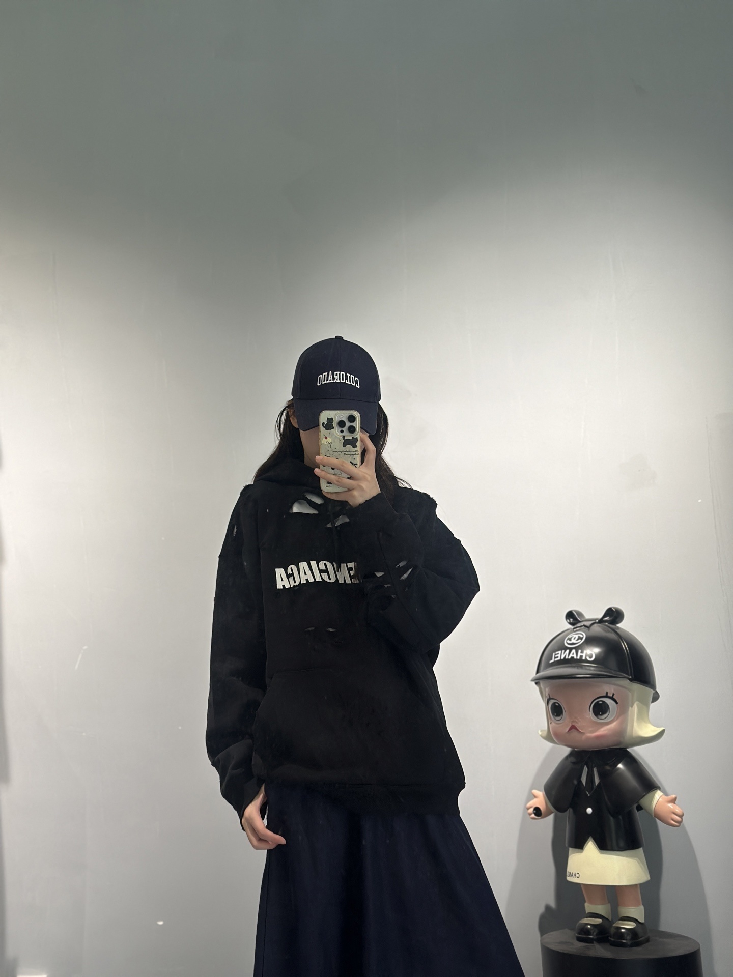 BLAA24110 BLCG HOLE CRACK LETTER DOUBLE HOODIE