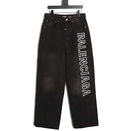 BL9G0685 BLCG EMBROIDERED LETTERS WASHED LOOSE WIDELEG JEANS