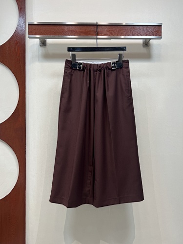 LW9K2285 LW 25 PLEATED LEATHER BUCKLE NINE PANTS