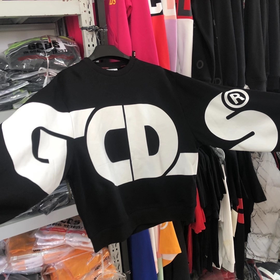 2280）GCDS 20新款 黑白 蝙蝠袖 寬鬆 秋冬 長袖 大學T 時尚 潮流 男女同款