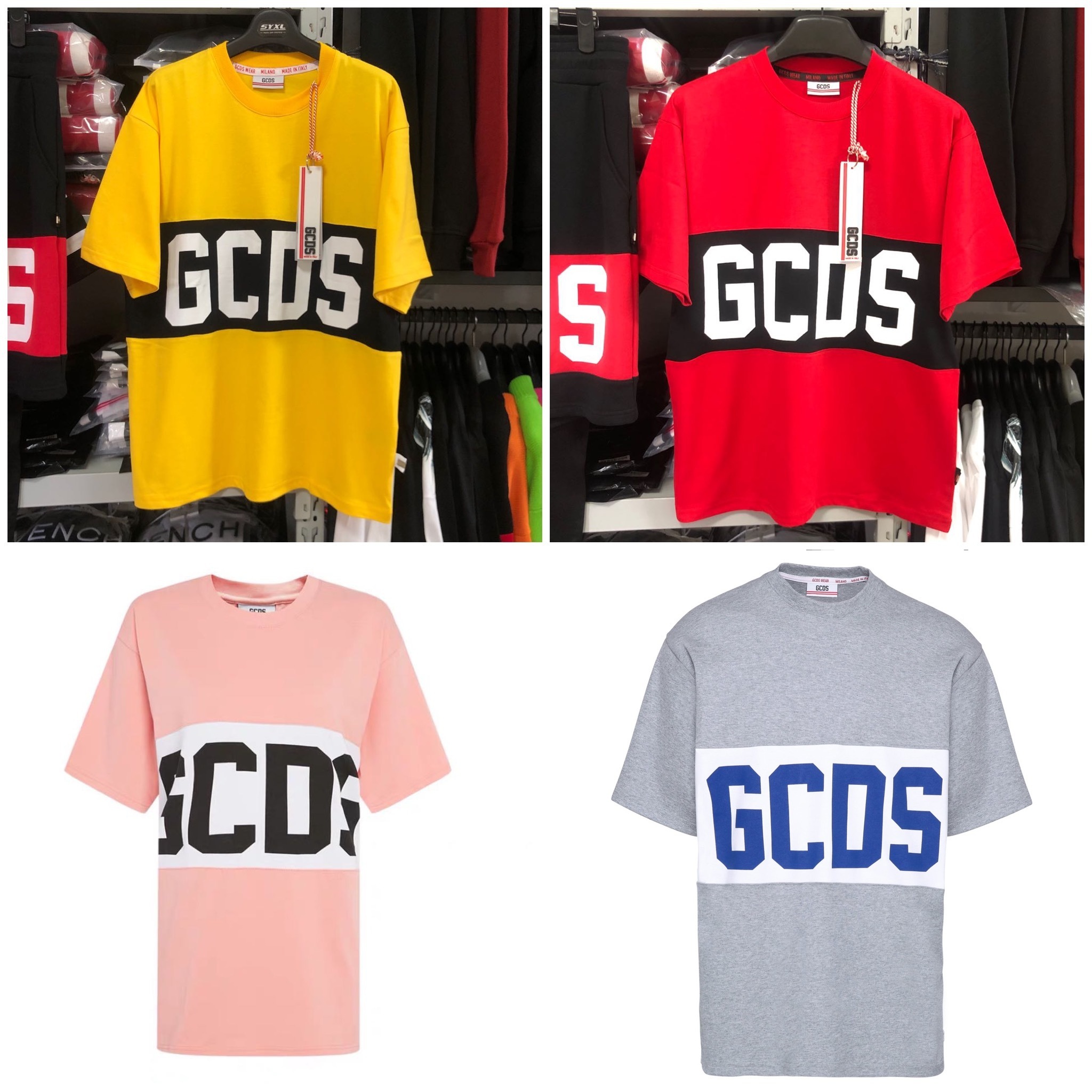 1880）GCDS 20新款 撞色 拼接 字母 印花 春夏 短袖 T恤 短T 時尚 潮流 男女同款