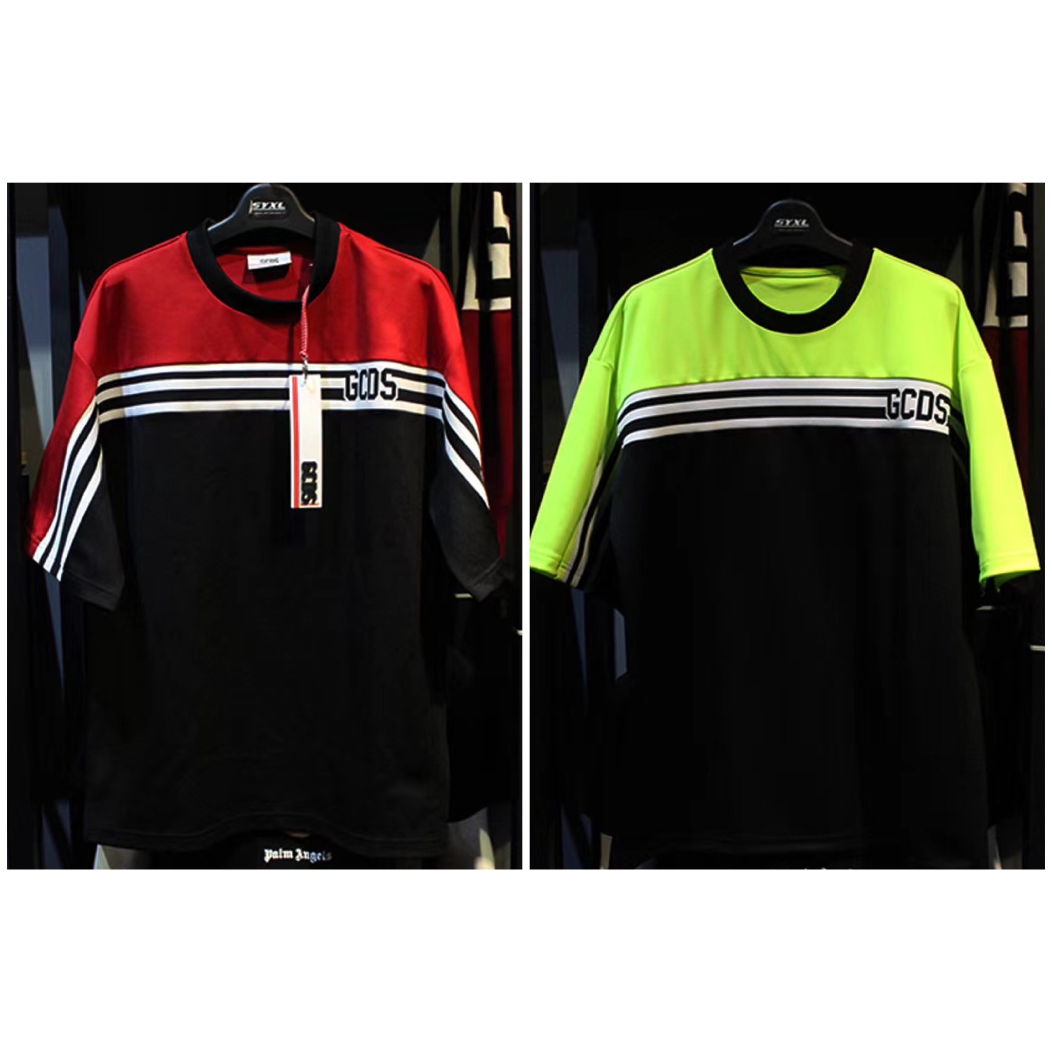 1980）GCDS 20新款 條紋 織帶 拼接 春夏 短袖 T恤 短T 時尚 潮流 男女同款 a