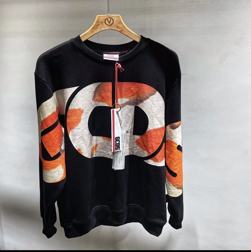 2280）GCDS 21新款 橘白 大字母 印花 長袖 大學T 時尚 潮流 男女同款