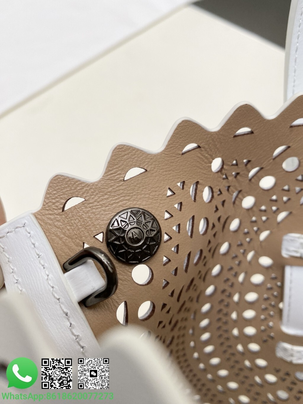 Alaia Alaïa Le Mina 20 Perforated Moucharabieh Leather Handle Shoulder Bag Tote