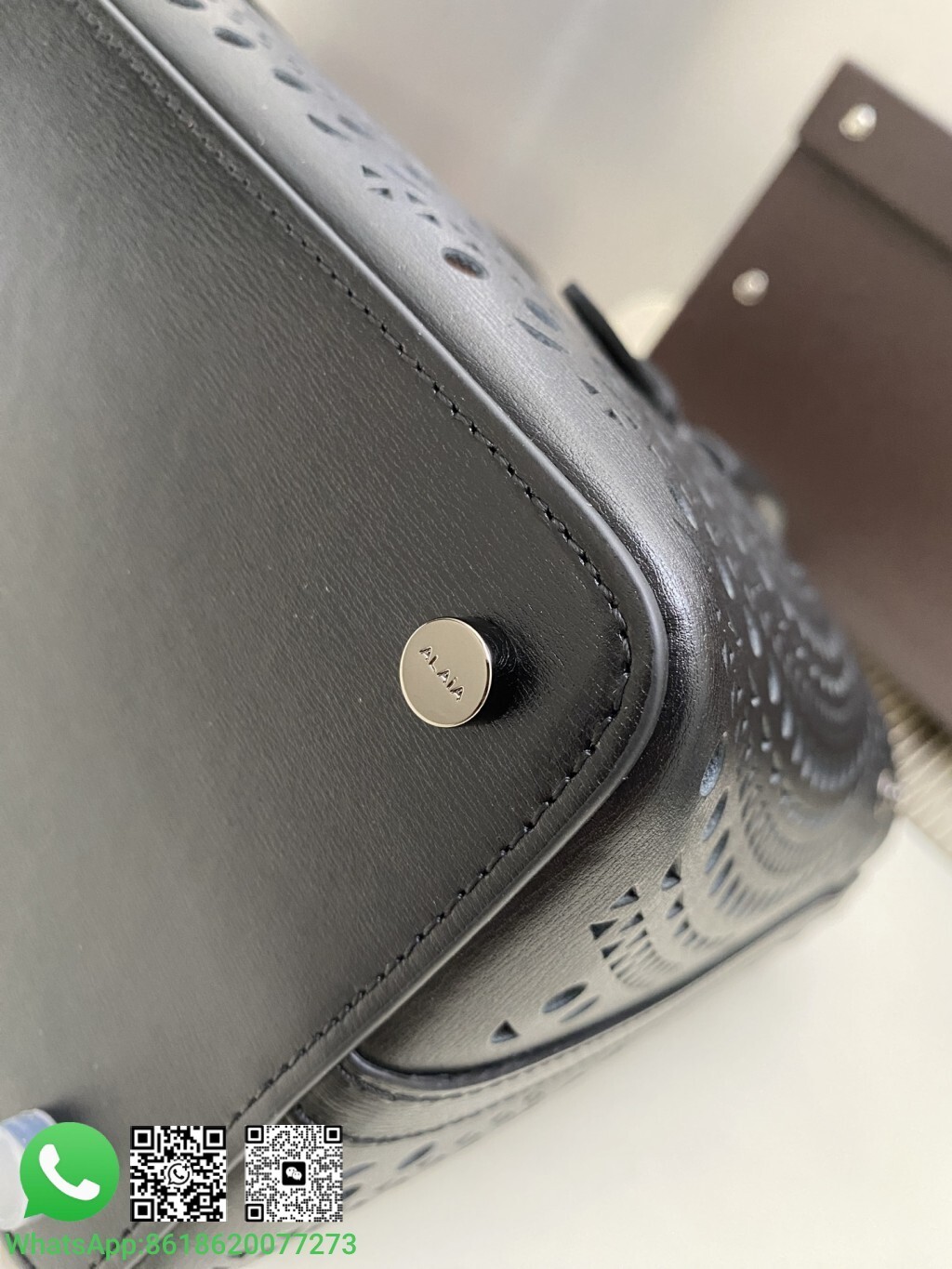 Alaia Alaïa Le Mina 25 Perforated Moucharabieh Leather Handle Shoulder Bag Tote