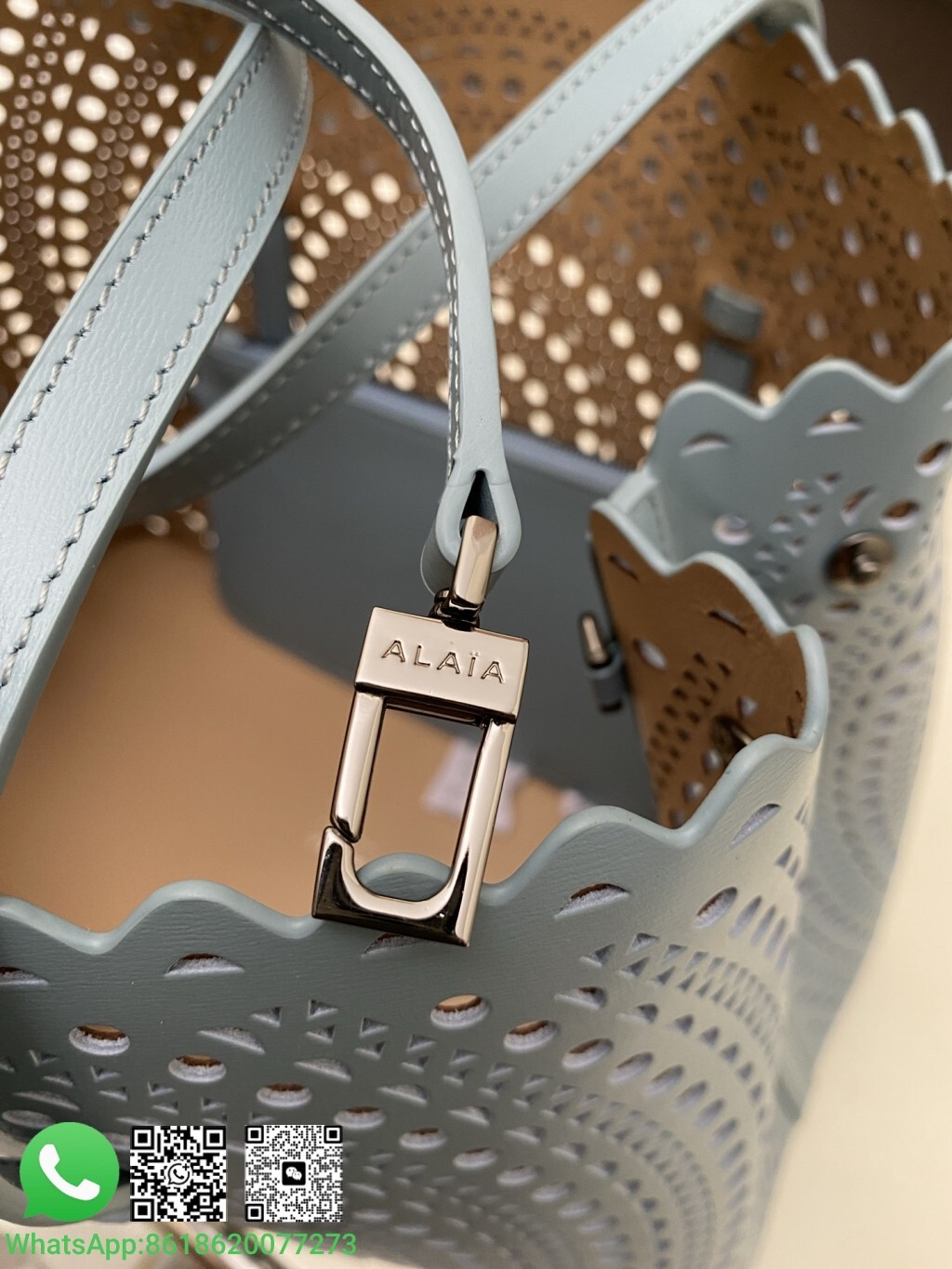 Alaia Alaïa Le Mina 32 Perforated Moucharabieh Leather Handle Shoulder Bag Tote