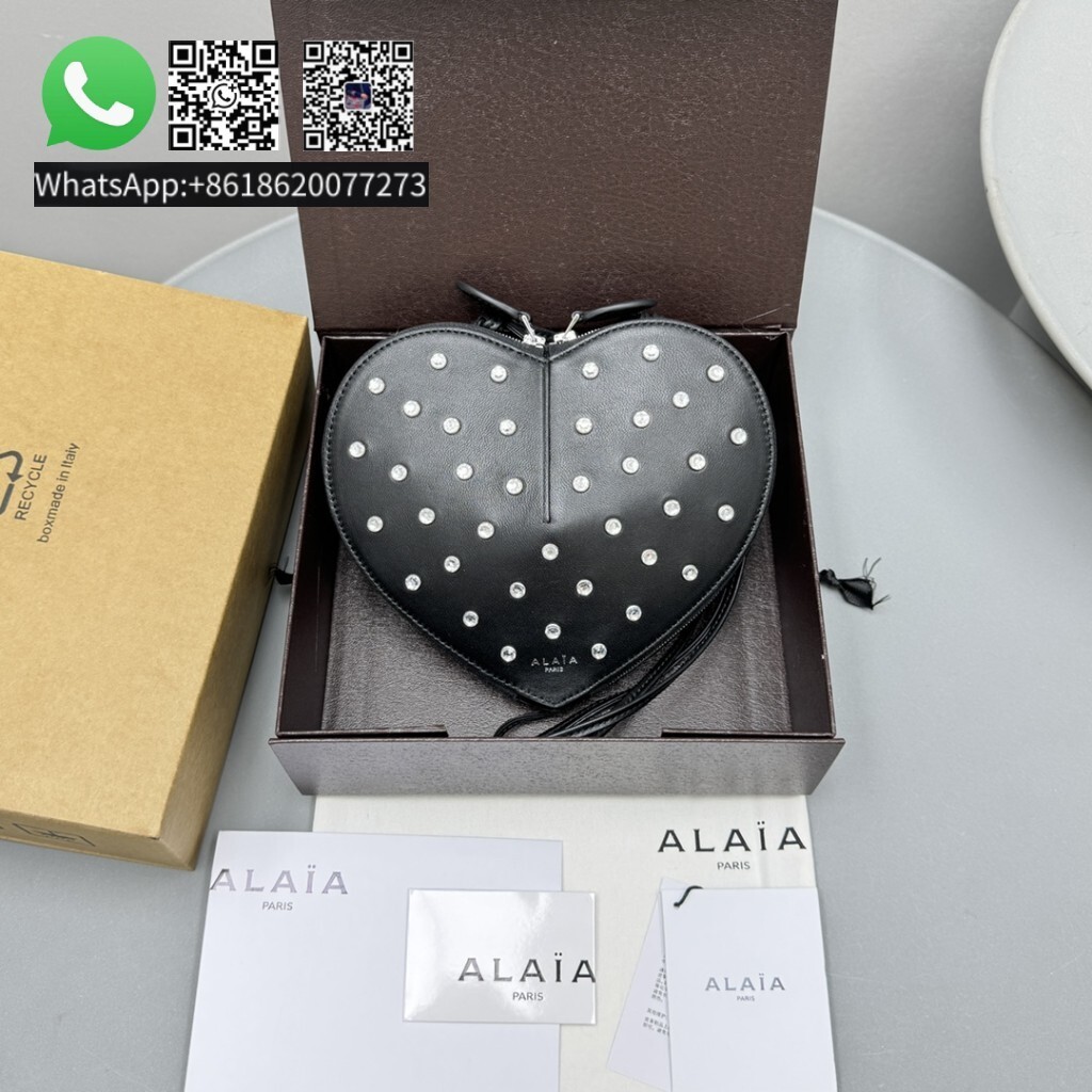 Alaia Le Coeur Embellished Leather Heart Shaped Crossbody Bag