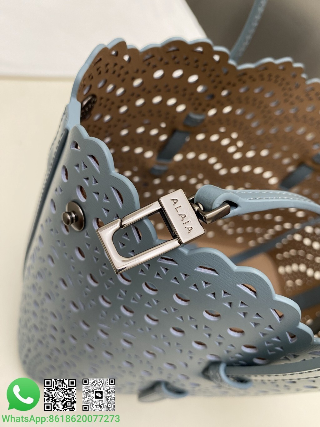 Alaia Alaïa Le Mina 25 Perforated Vienne Wave Leather Handle Shoulder Bag Tote