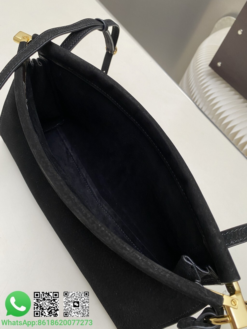 Alaia Small Le Click East West Suede Leather Shoulder Bag