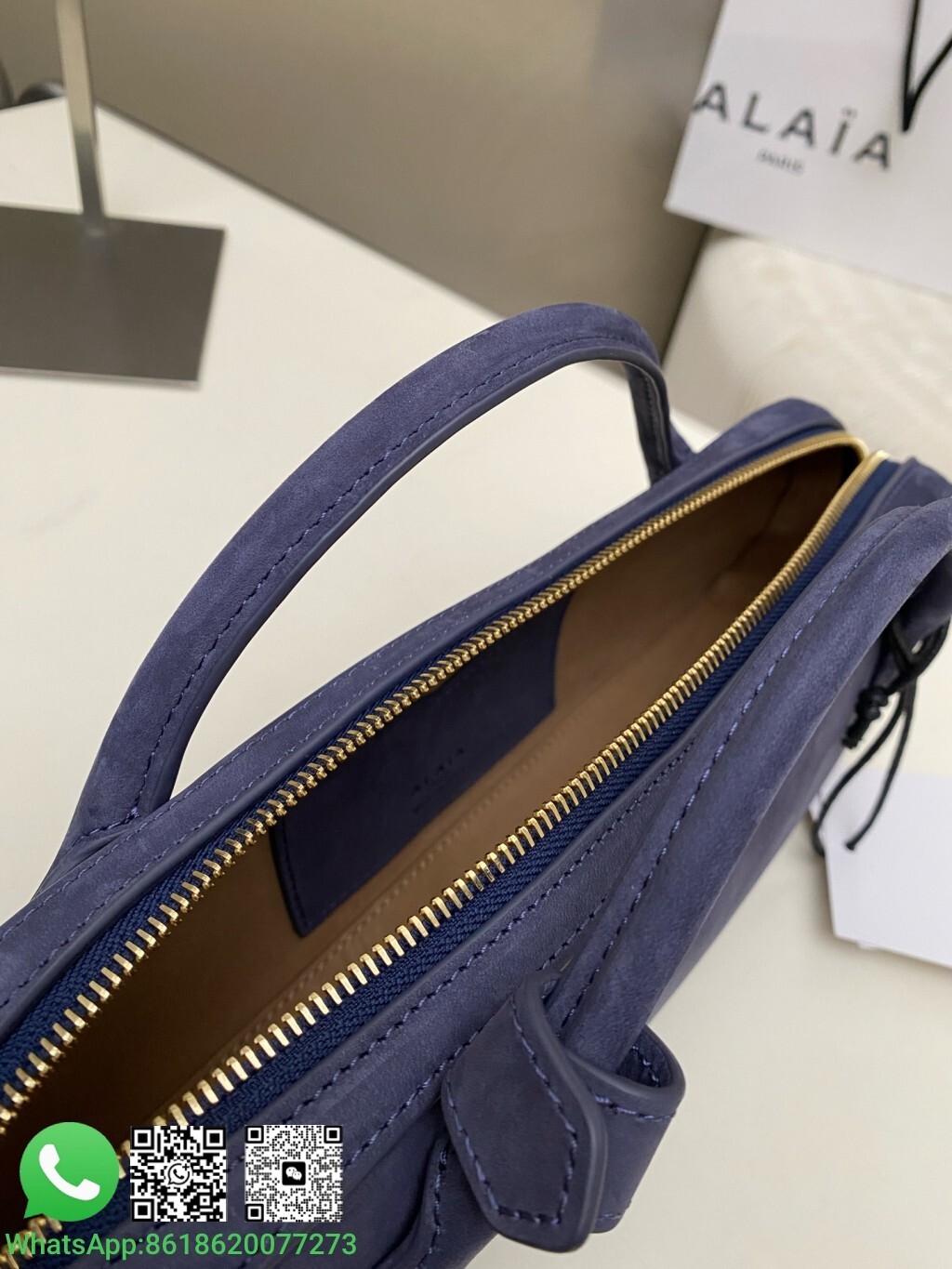 Alaia Alaïa Medium Le Teckel Suede Leather Handle Tote Bag