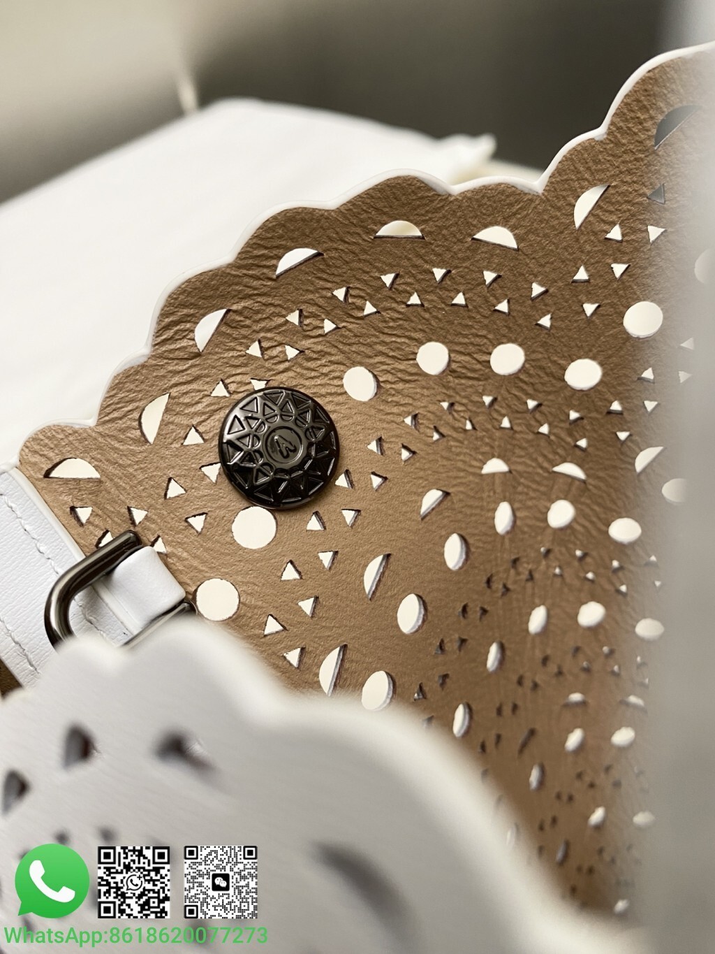 Alaia Alaïa Le Mina 28 Perforated Vienne Wave Leather Handle Shoulder Bag Tote