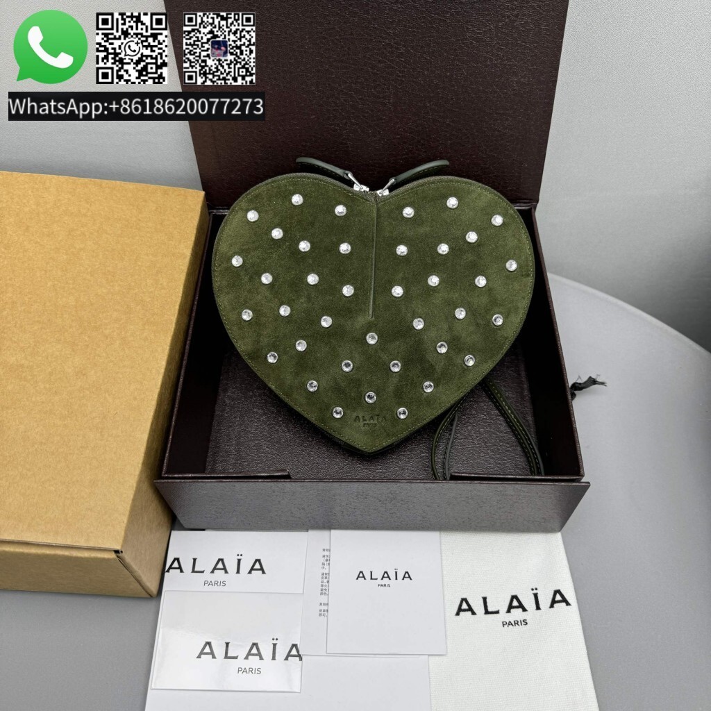 Alaia Le Coeur Embellished Suede Heart Shaped Crossbody Bag