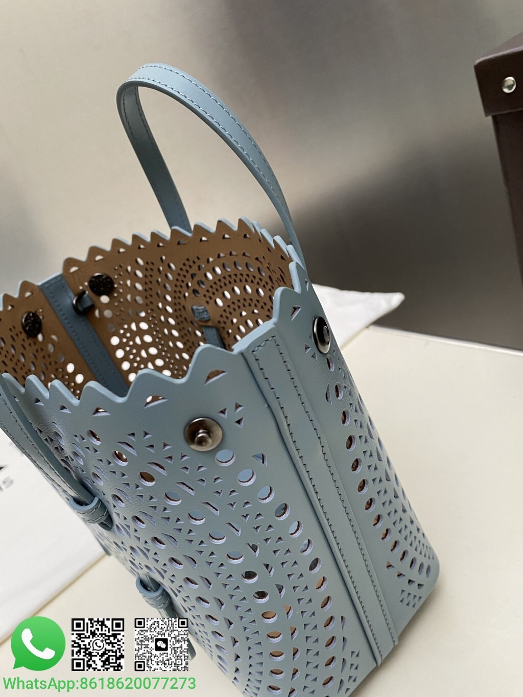 Alaia Alaïa Le Mina 20 Perforated Vienne Wave Leather Handle Shoulder Bag Tote