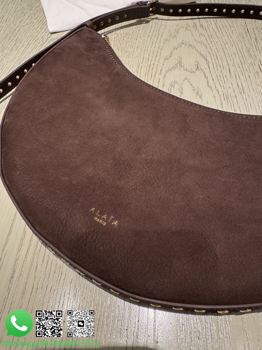 Alaia Alaïa One Piece Trimmed Suede Zipped Leather Shoulder Hobo Bag