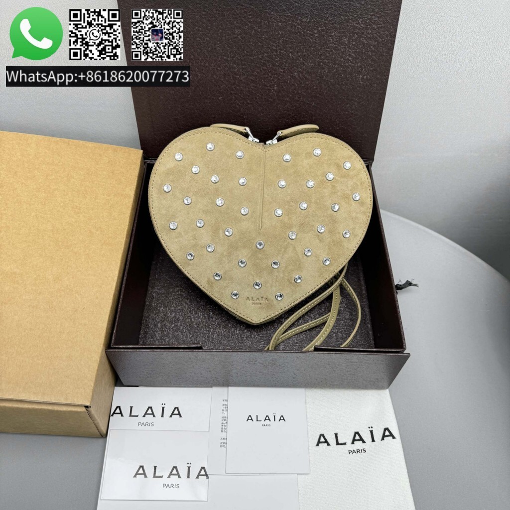 Alaia Le Coeur Embellished Suede Heart Shaped Crossbody Bag