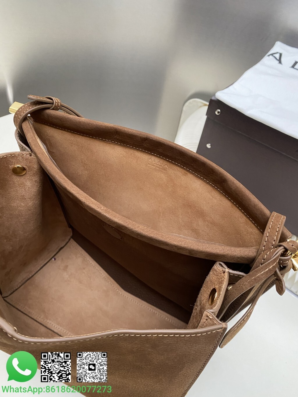 Alaia Le Click Small Suede Calfskin Shoulder Bag