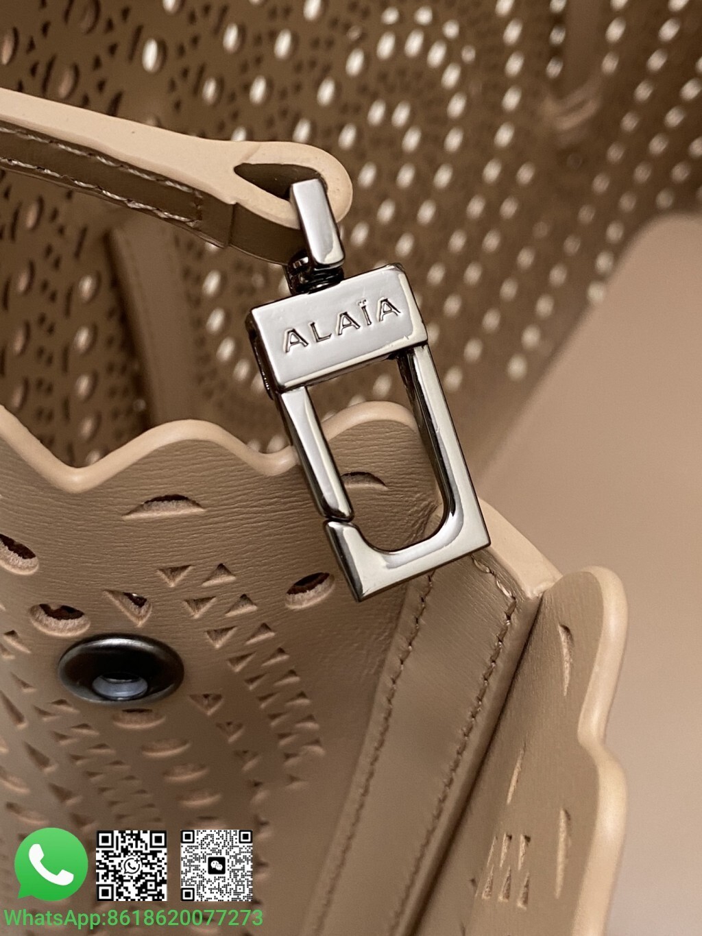 Alaia Alaïa Le Mina 32 Perforated Vienne Wave Leather Handle Shoulder Bag Tote