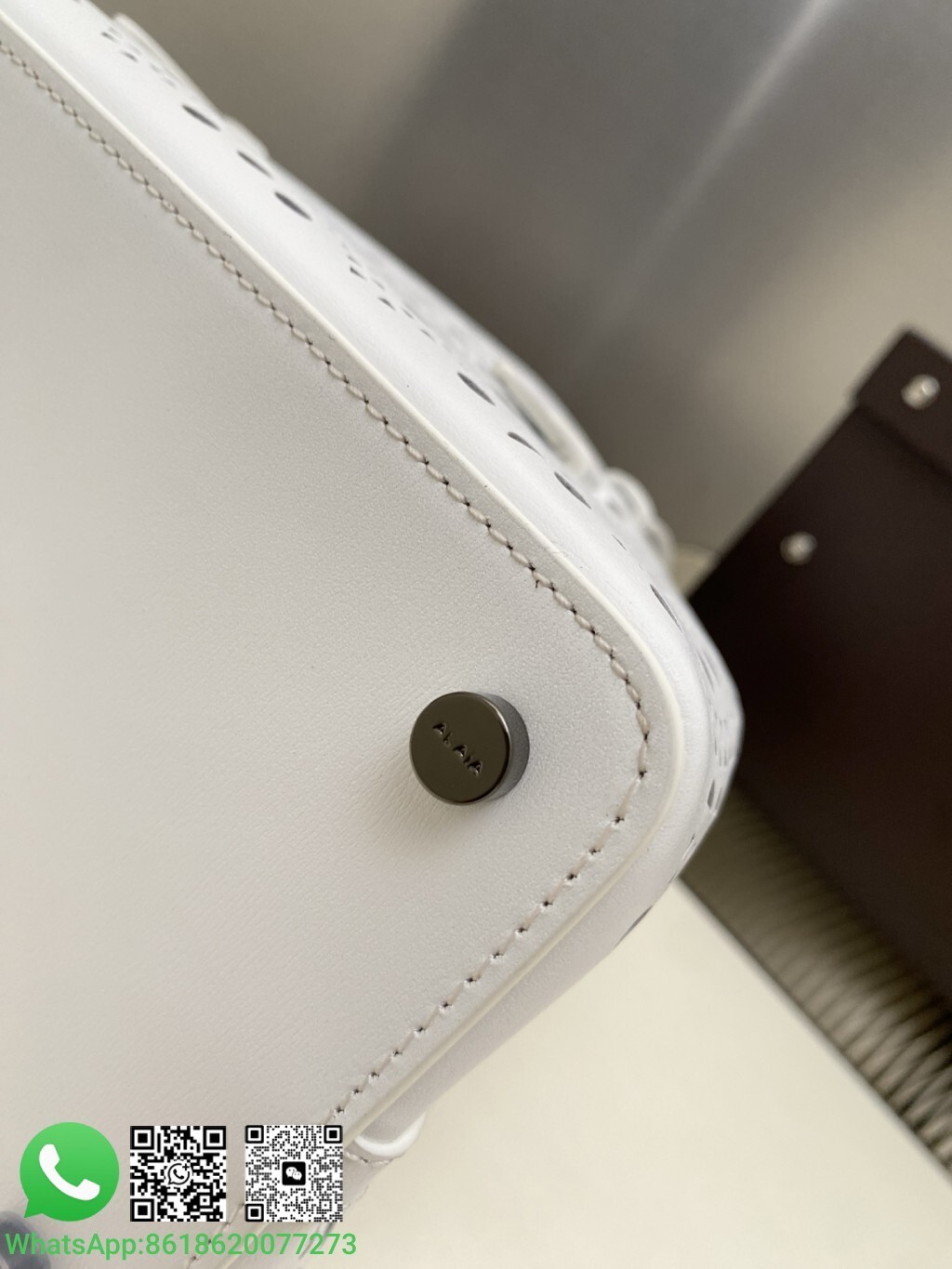 Alaia Alaïa Le Mina 25 Perforated Vienne Wave Leather Handle Shoulder Bag Tote