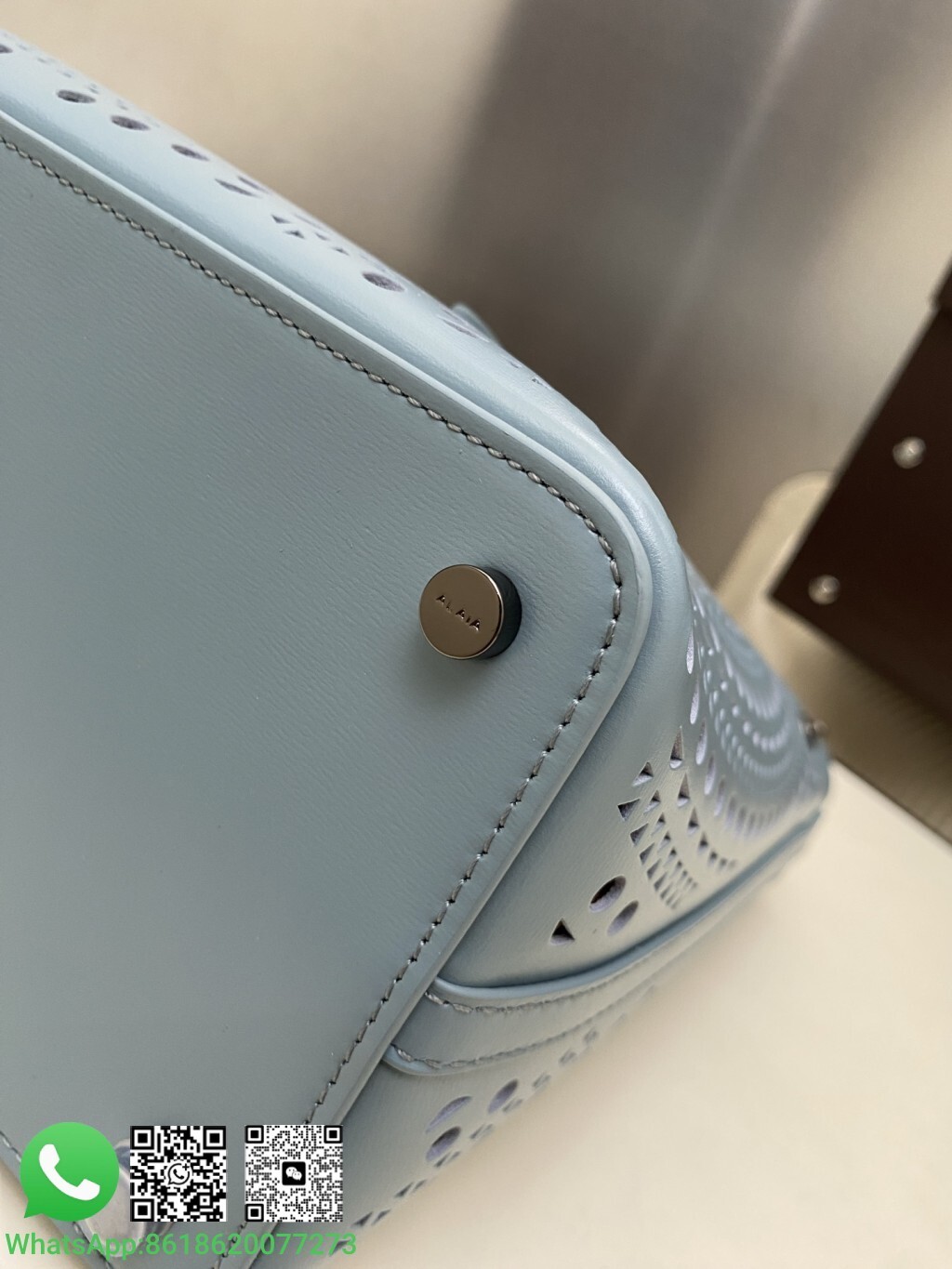 Alaia Alaïa Le Mina 25 Perforated Moucharabieh Leather Handle Shoulder Bag Tote