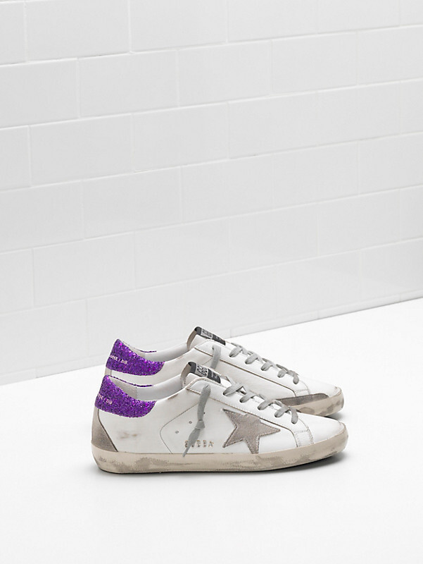 golden goose Superstar G34WS590.M49 Upper in calf leather Suede star Glitter coated heel tab(