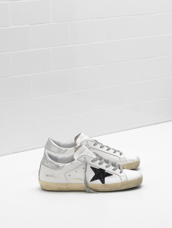 golden goose SUPERSTAR Sneakers G32WS590 Upper in calf leather glitter star Heel tab in lamin