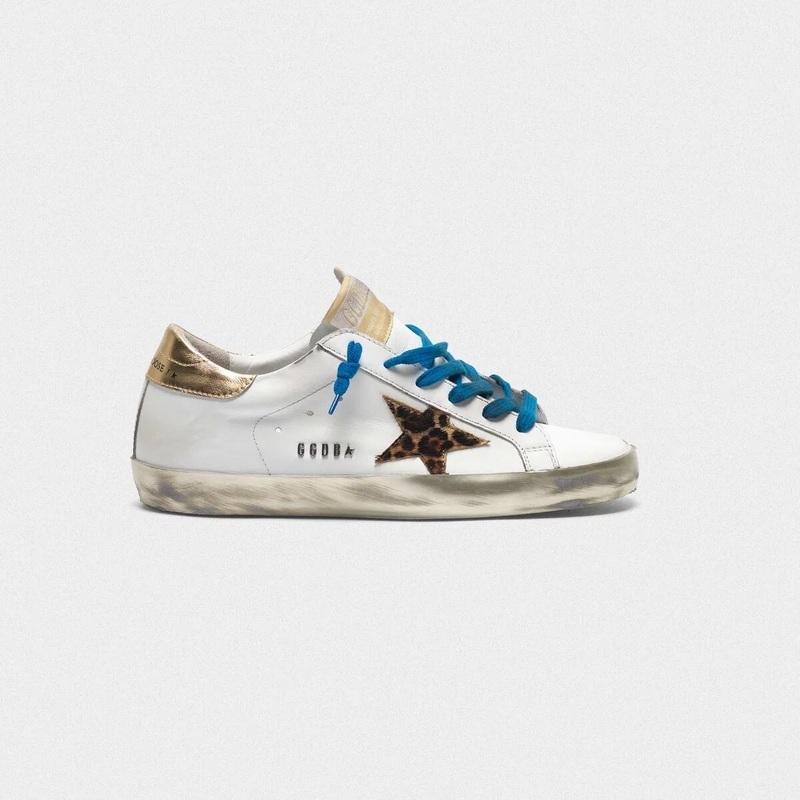 golden goose Superstar sneakers with sparkly foxing and leopard-print star(2C5D)