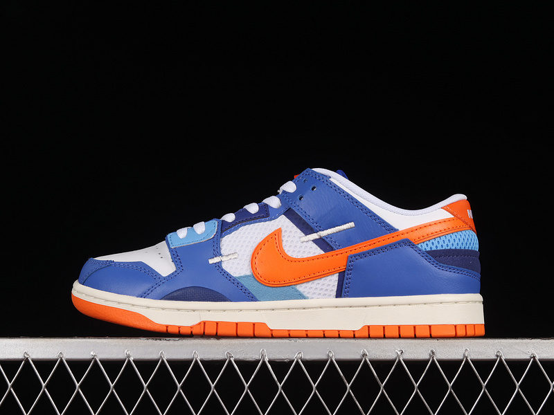 dunk 330 DM0128 100 DUNK LOW SCRAP WHITE SAFETY ORANGE MEDIUM BLUE DEEP ROYAL BLUE UNISEX 36