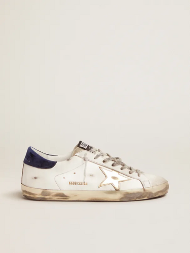 golden goose Super-Star sneakers with midnight-blue corduroy velvet heel tab(DACD)
