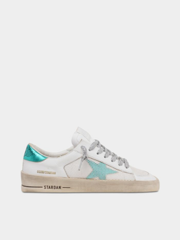 golden goose White and aqua-green Stardan sneakers(CD49)