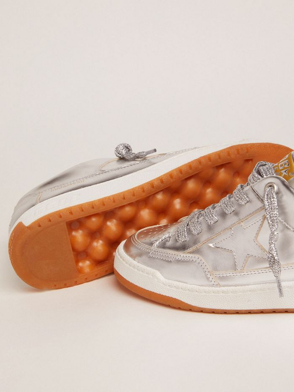 golden goose Yeah sneakers in silver laminated leather(6C83)