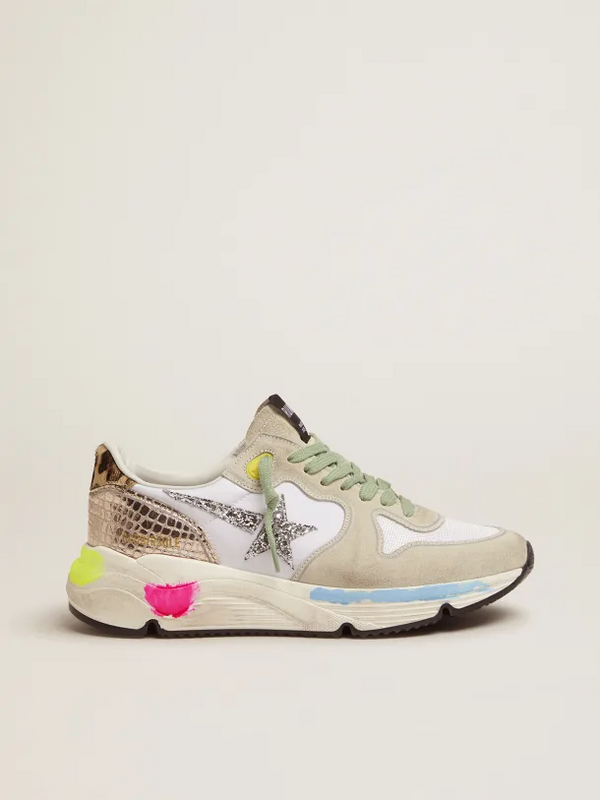 golden goose Running Sole sneakers in suede with glitter and leopard print(BB9B)