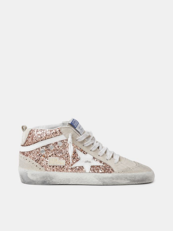 golden goose Mid-Star sneakers with pink-gold glitter(DFA4)