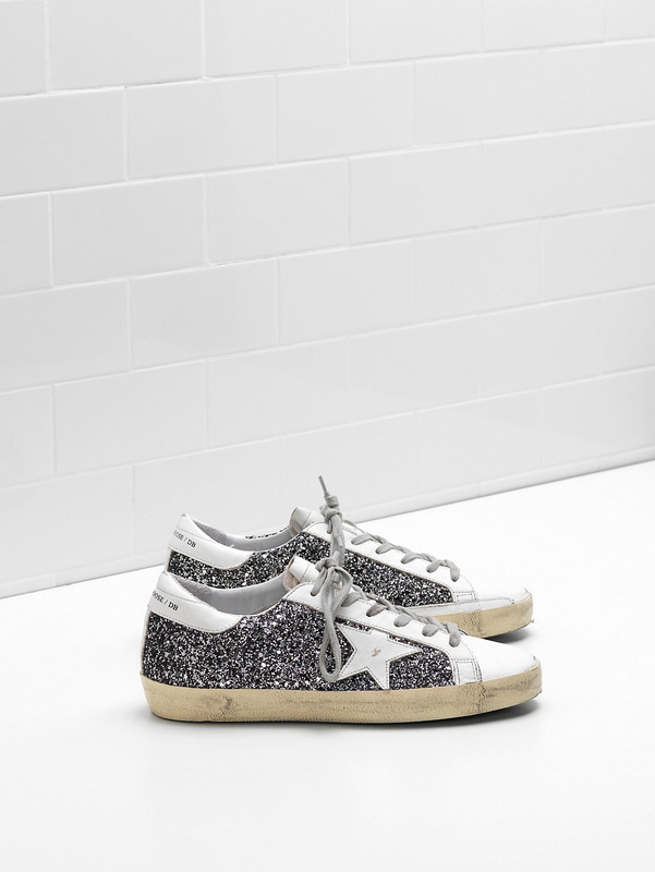golden goose Superstar Sneakers Flag Ltd Upper In Glitter-Coated Fabric Heel Tab And Eyelets
