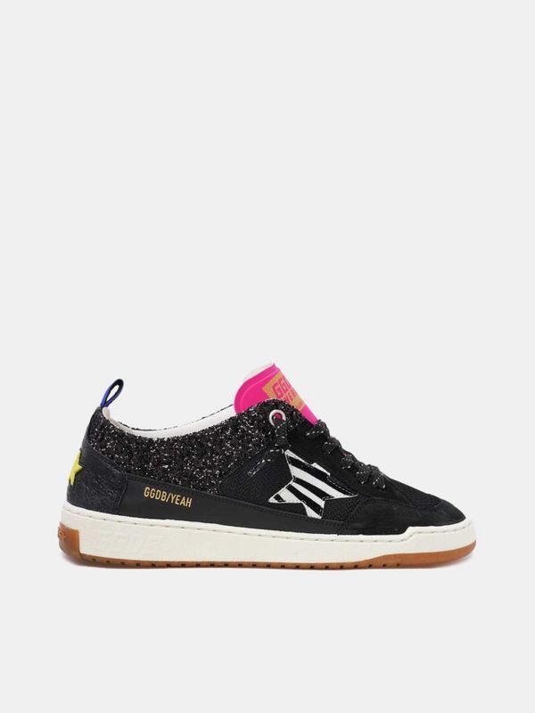 golden goose Sneakers Yeah uomo nere con glitter e stella zebrata(A190)